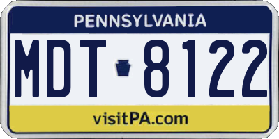 PA license plate MDT8122