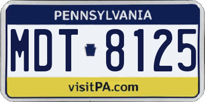 PA license plate MDT8125