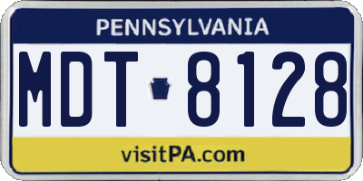 PA license plate MDT8128