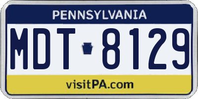 PA license plate MDT8129