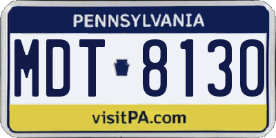 PA license plate MDT8130