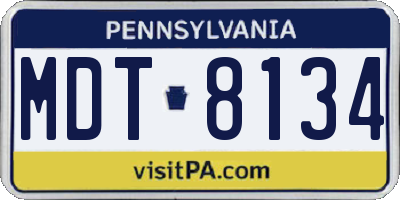 PA license plate MDT8134