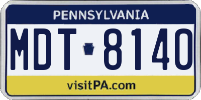 PA license plate MDT8140