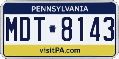 PA license plate MDT8143
