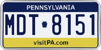 PA license plate MDT8151