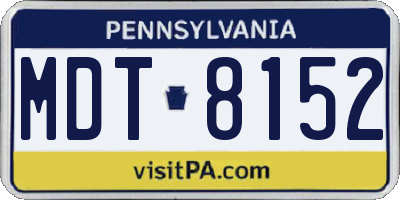 PA license plate MDT8152