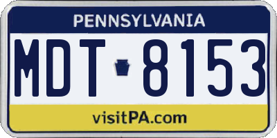 PA license plate MDT8153