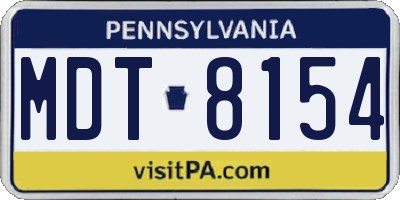 PA license plate MDT8154