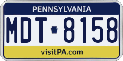 PA license plate MDT8158