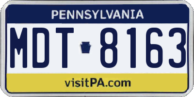 PA license plate MDT8163
