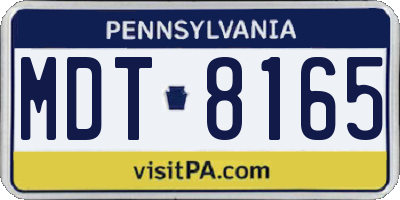PA license plate MDT8165