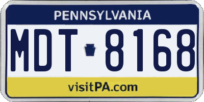 PA license plate MDT8168