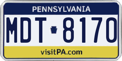 PA license plate MDT8170