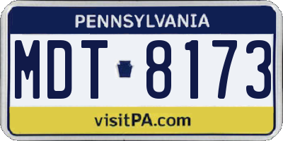 PA license plate MDT8173