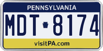 PA license plate MDT8174