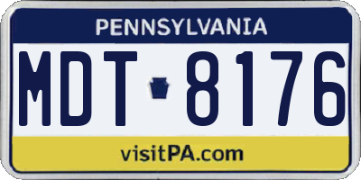PA license plate MDT8176