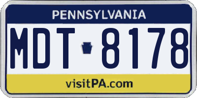 PA license plate MDT8178