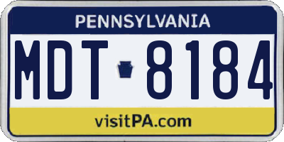 PA license plate MDT8184