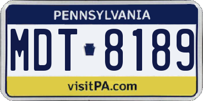 PA license plate MDT8189