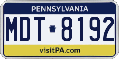 PA license plate MDT8192