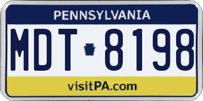 PA license plate MDT8198