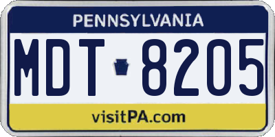 PA license plate MDT8205