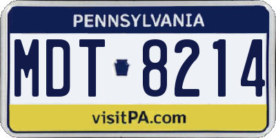 PA license plate MDT8214