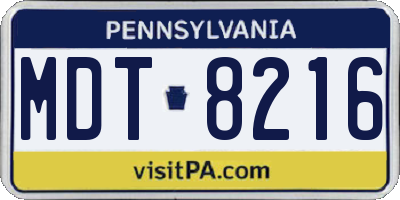 PA license plate MDT8216