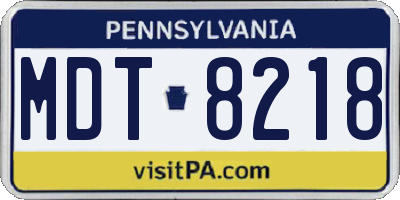 PA license plate MDT8218