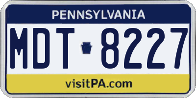 PA license plate MDT8227