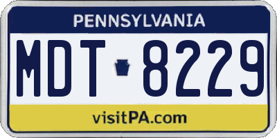 PA license plate MDT8229