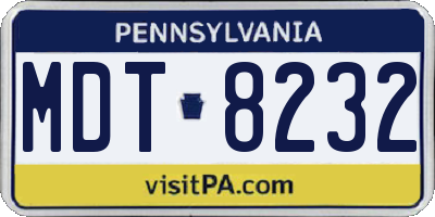 PA license plate MDT8232