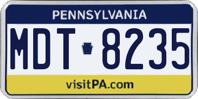 PA license plate MDT8235