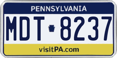 PA license plate MDT8237