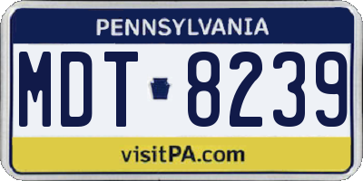 PA license plate MDT8239