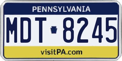 PA license plate MDT8245