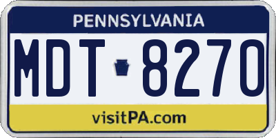 PA license plate MDT8270
