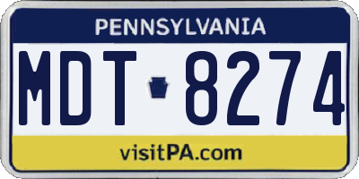 PA license plate MDT8274