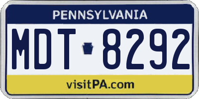 PA license plate MDT8292