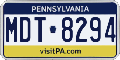PA license plate MDT8294