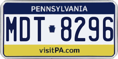 PA license plate MDT8296