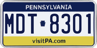 PA license plate MDT8301