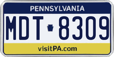 PA license plate MDT8309