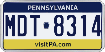 PA license plate MDT8314