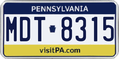 PA license plate MDT8315