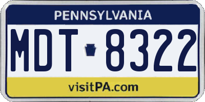 PA license plate MDT8322