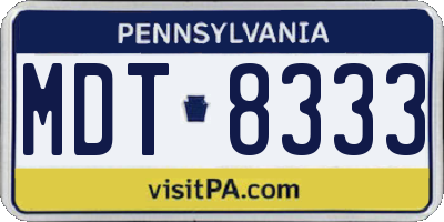 PA license plate MDT8333