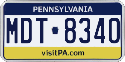 PA license plate MDT8340