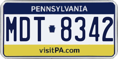 PA license plate MDT8342