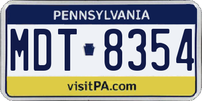 PA license plate MDT8354